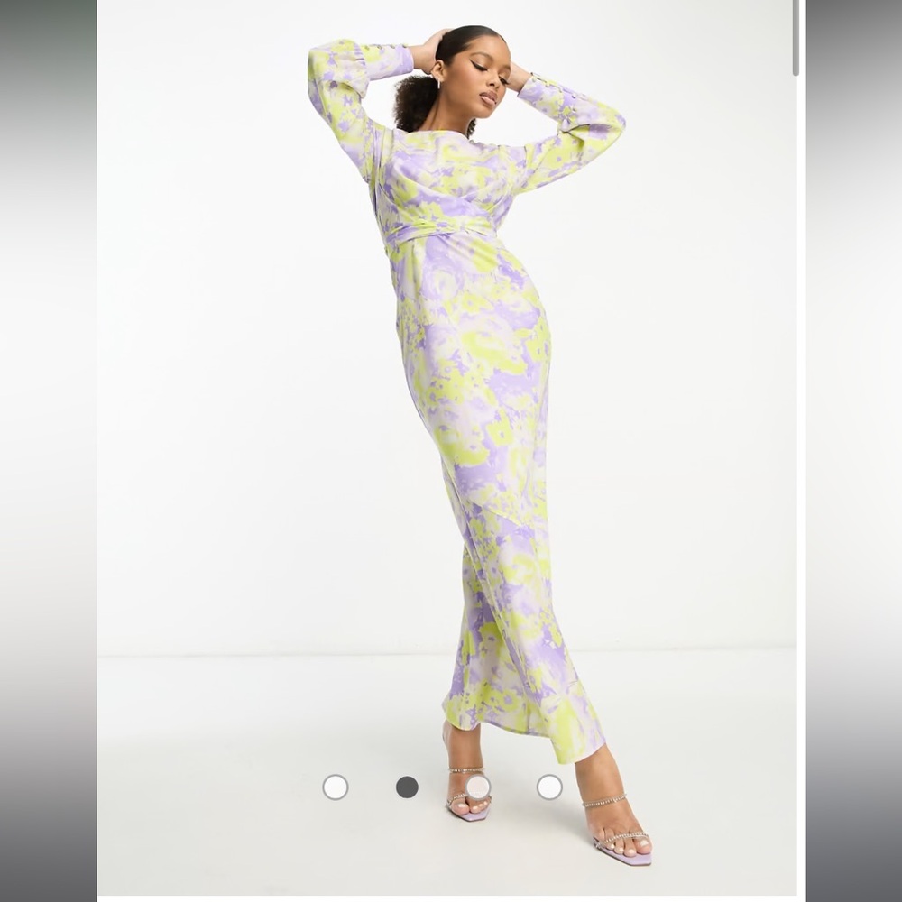 ASOS Floral Maxi Dress in Purple and Yellow